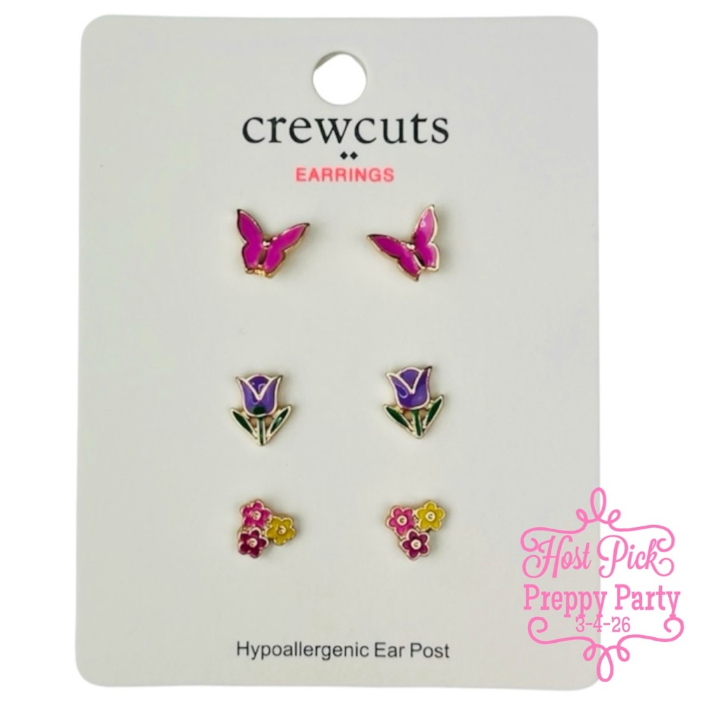 J. CREW Butterfly Earring Set Tulips Flowers Studs